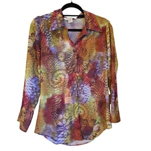 VTG 90s Compagnie Internationale Express psychedelic Floral Button Down Shirt S